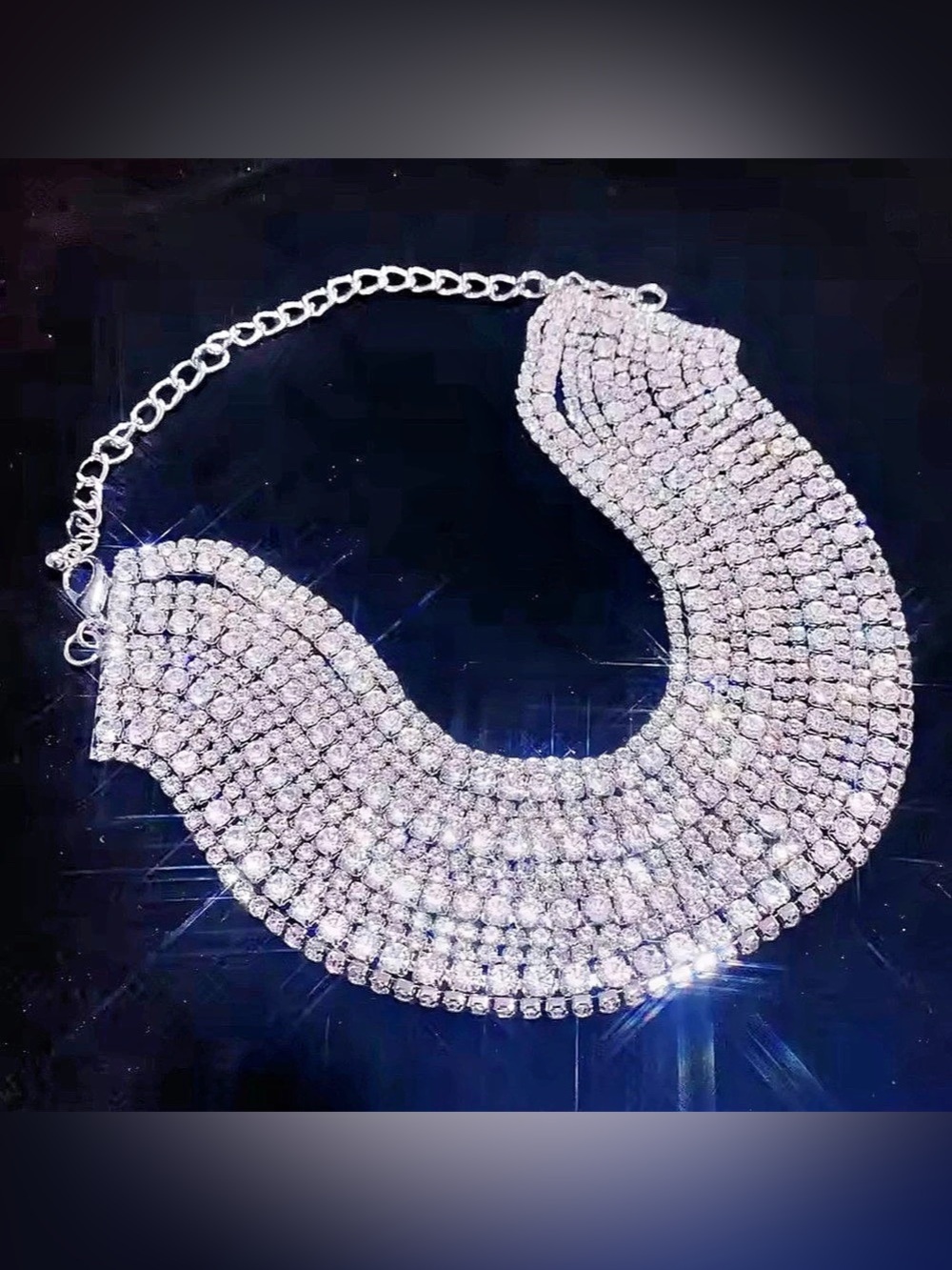 New Crystal Statement Necklace in Silver